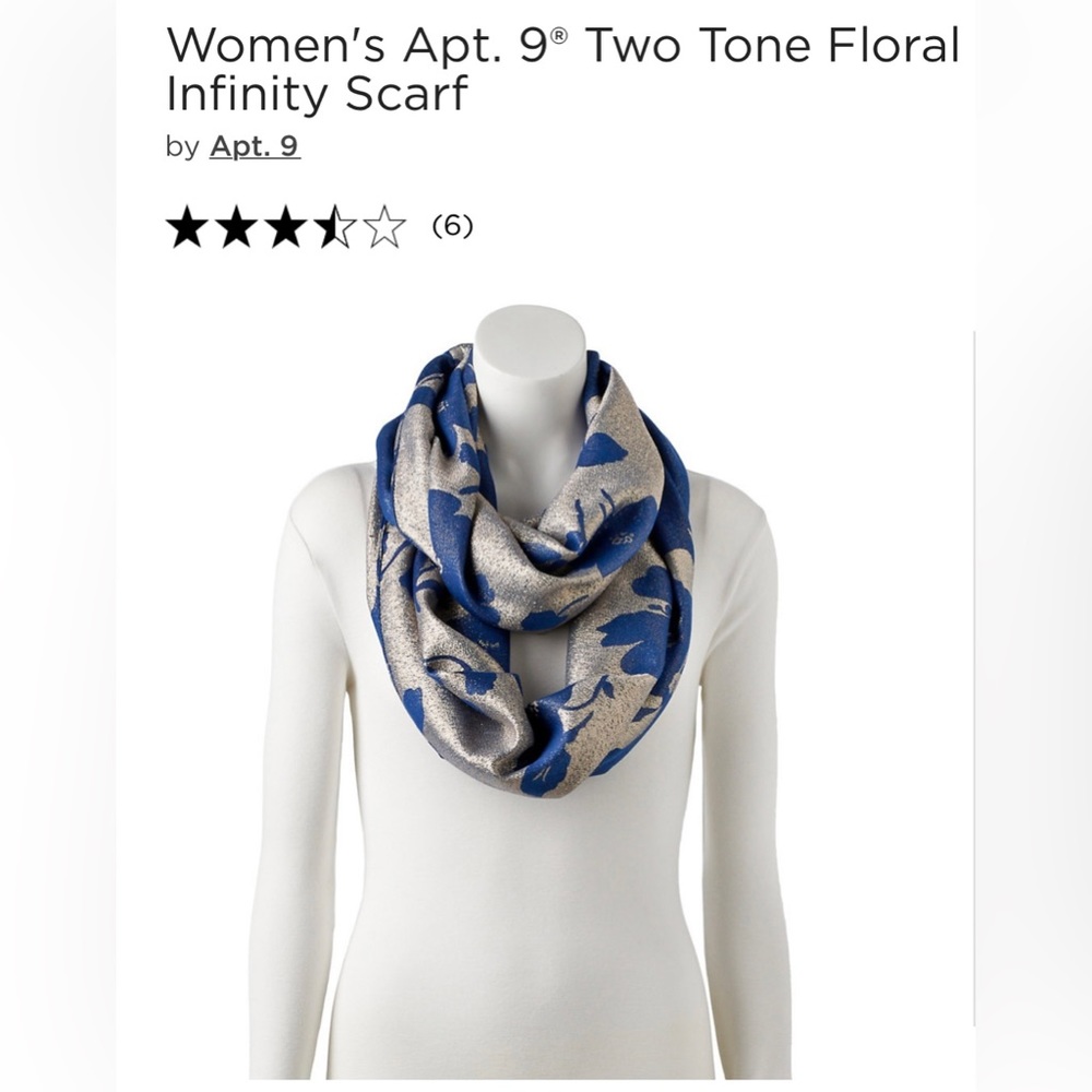 Two tone floral infinity scarf